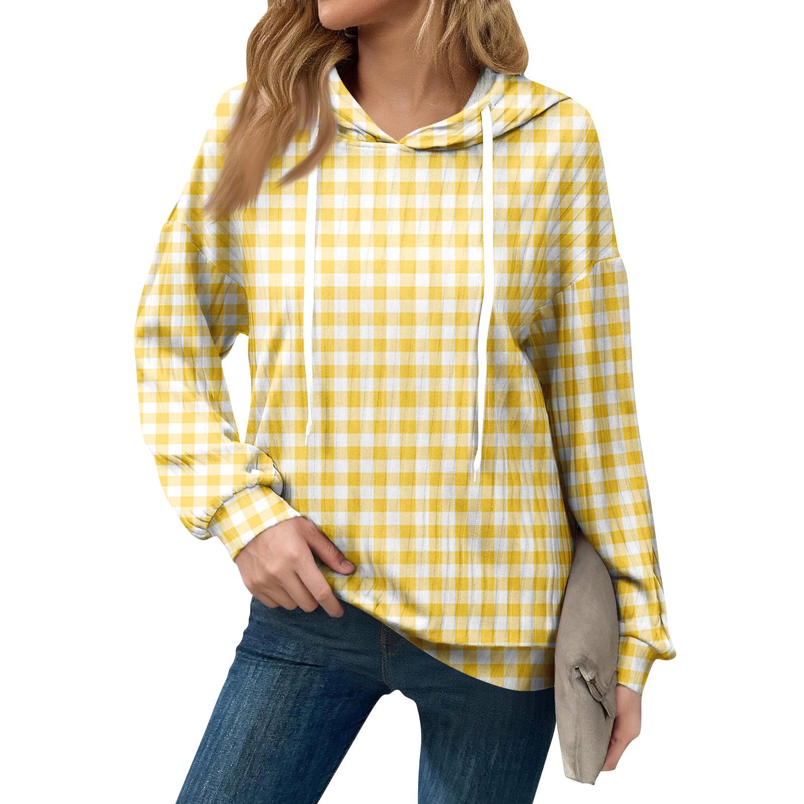 

Толстовки для женщин оверсайз зимние милые свитшоты пуловер трендовая осенняя одежда XL жёлтый