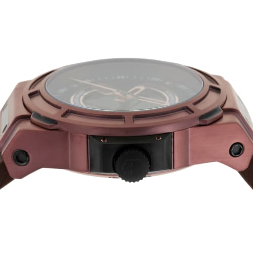 Hydrogen SKULL COLLECTION OTTO Men's 40mm Fashion Apparel Watch HW224007, Brown Dial, Stainless Steel, Rubber/Carbon, Automatic, 10 ATM Water Resistan