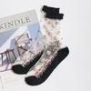 Breathable Ultra Thin Transparent Lace Socks Women Silk Crystal Rose Flower Embroidered Sox For Ladies Summer Fashion Elastic