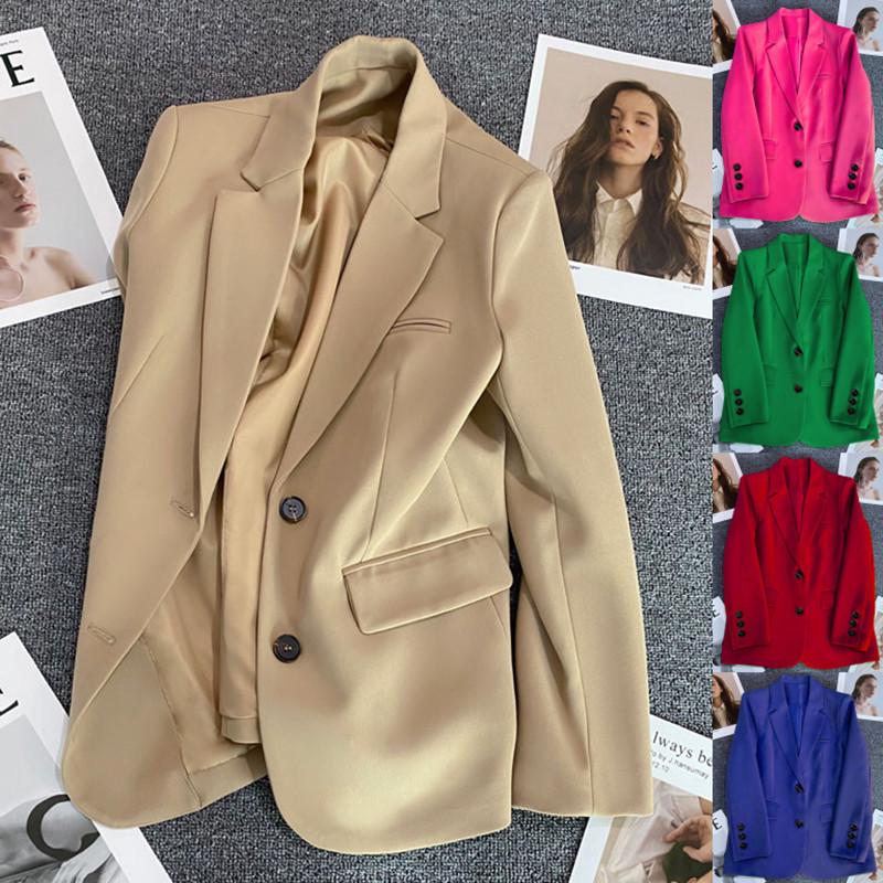 

Women s Beige Blazer - 2025 Spring/Autumn Casual Petite Street Style Suit Jacket 3XL