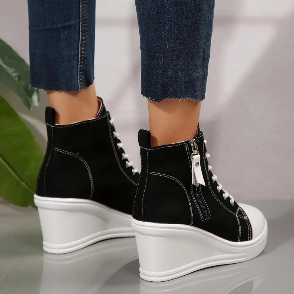 Women Sneakers New Hidden Wedge Invisible Heel Canvas Shoes for Women Wedge Increased Casual Breathable Platform Sneakers Women