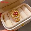 Geometric Gold Plated Zircon Oval Ring For Women Elegant Fashion Jewelry