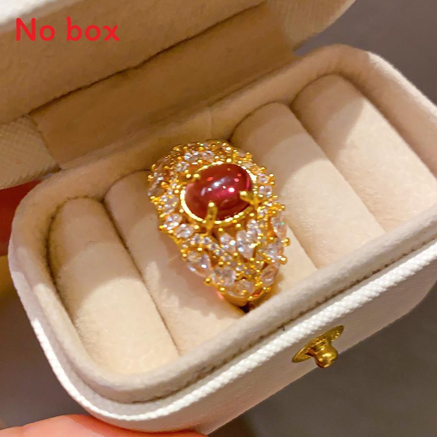 Geometric Gold Plated Zircon Oval Ring For Women Elegant Fashion Jewelry GoldPink