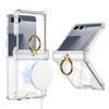 Transparent Airbag Ring Holder Magnetic Wireless Charging Phone Case for Samsung Galaxy Z Flip 8 7 Flip8 Fall Protection Cover