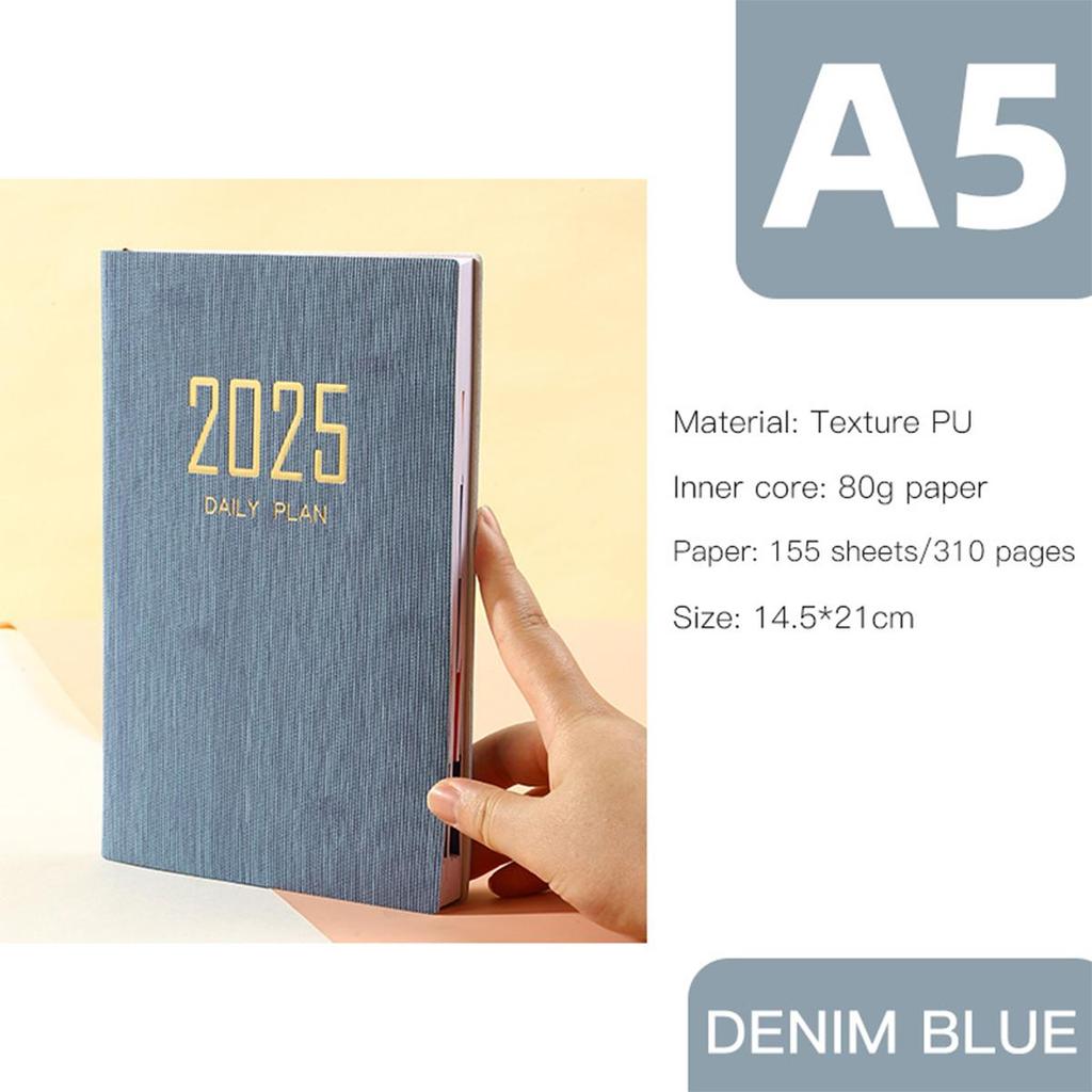 (Logo Engraving Possible) 2025 Soft Leather Business Schedule, Student 365-day Daily Planner, Record Book, Memo, English Inner Pages