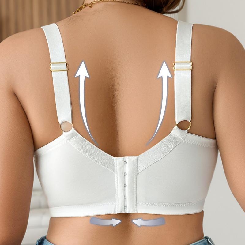 Soutien-gorge push-up à lacets brodés, dos en U, rembourrage latéral, grande taille, pour femmes
