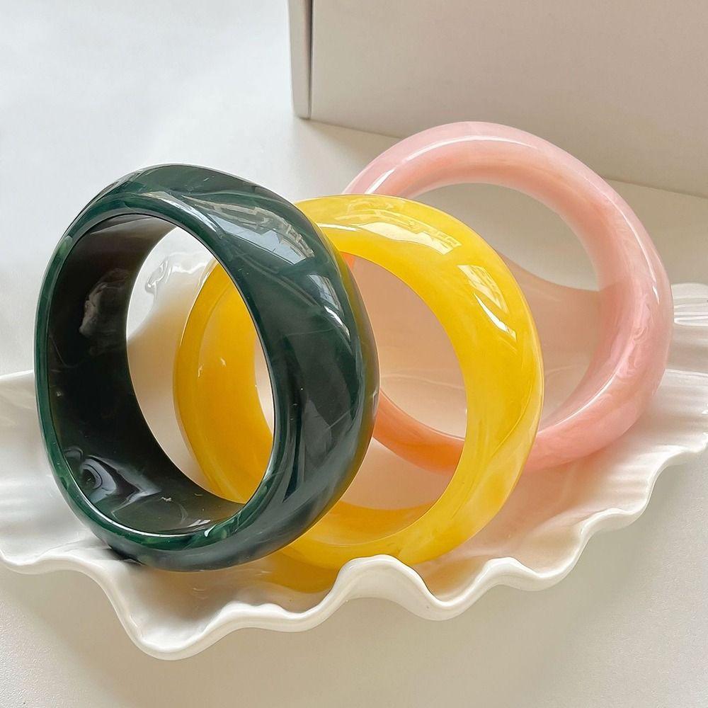 

Transparent Acrylic Bangle Smudging Design Wide Bracelet Boho Charm Bracelet Hand Ring Decoration синій/чорний