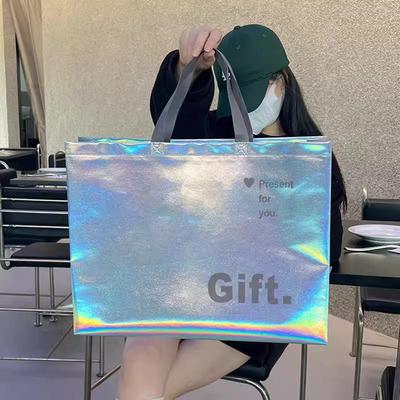 Silver Bag Clothing Store's Large Capacity Handheld Non-Woven Laser Tote Bag - Souvenir Gift Bag