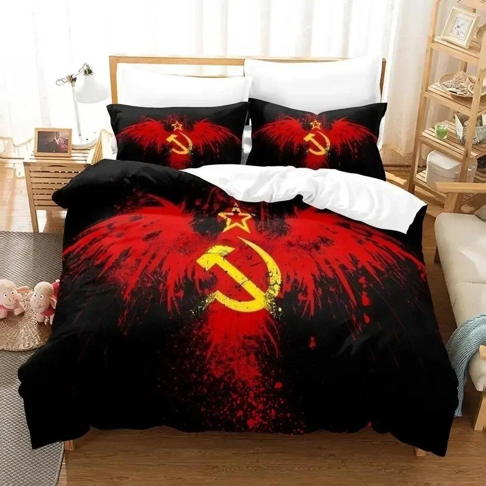 Set lenjerie de pat Republica Socialistă Sovietică URSS Steag Roșu Dimensiuni Single Twin Full Queen King Set de pat Aldult Copil Seturi Dormitor