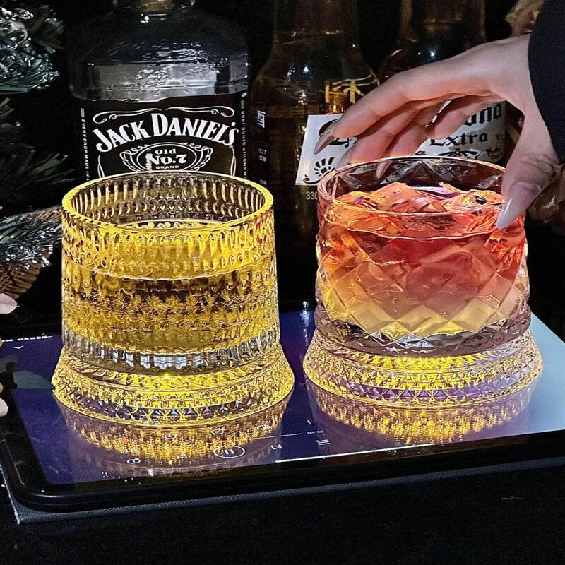 Rotating Whiskey Glass Set with Luminous Coaster