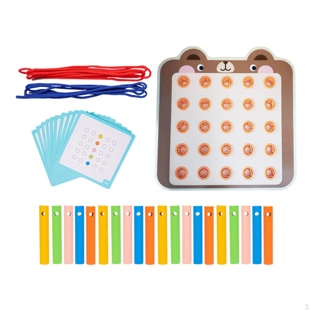 Lacing Threading Toy with Cards, Educational Teaching Aids Cartoon Playing Game for Baby Age