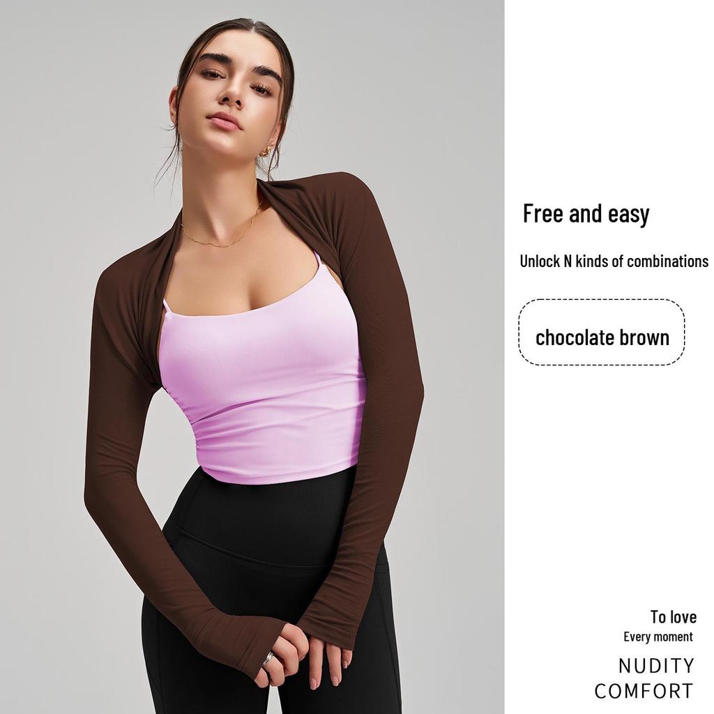 Curated Sports Long Sleeve Yoga Cardigan - Solid Color Shawl for Armpit Coverage & Training