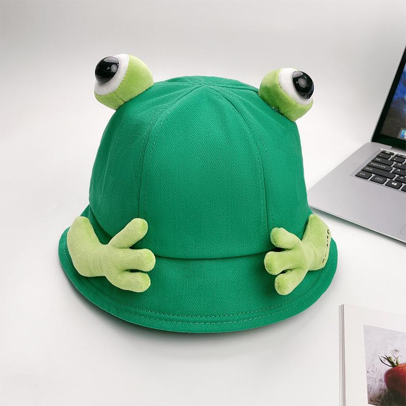 

Funny cartoon frog bucket hat female summer wide brim versatile student outdoor outing sunscreen sunshade basin hat 56-60CM