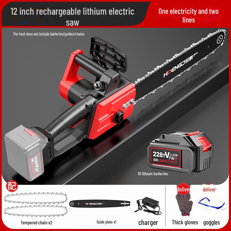 

Электрическая цепная пила 21 В, 12 дюймов, перезаряжаемая - одноручный, портативный, ручной, инструмент для лесозаготовки и обрезки с литиевым аккумулятором