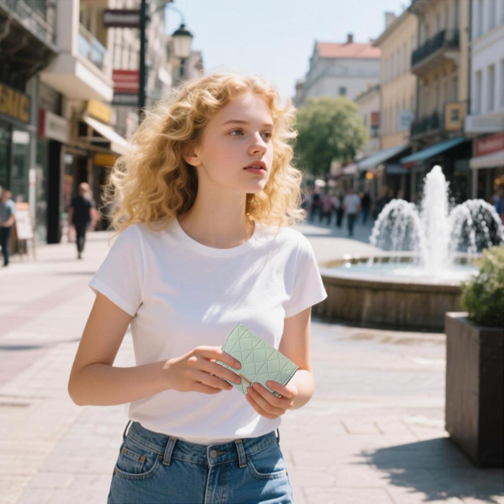 RNIEGA Women's Bifold Wallet, Popular, Lightweight, Compact, Small, Folding Wallet with Coin Purse, Card Slots, and Anti-Skimming Features, Cute,