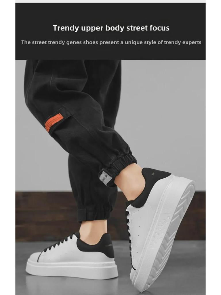 Men's 2024 Classic Summer Slip-On Sneakers: Breathable, Fashionable, Height-Enhancing, Thick-Soled White Shoes