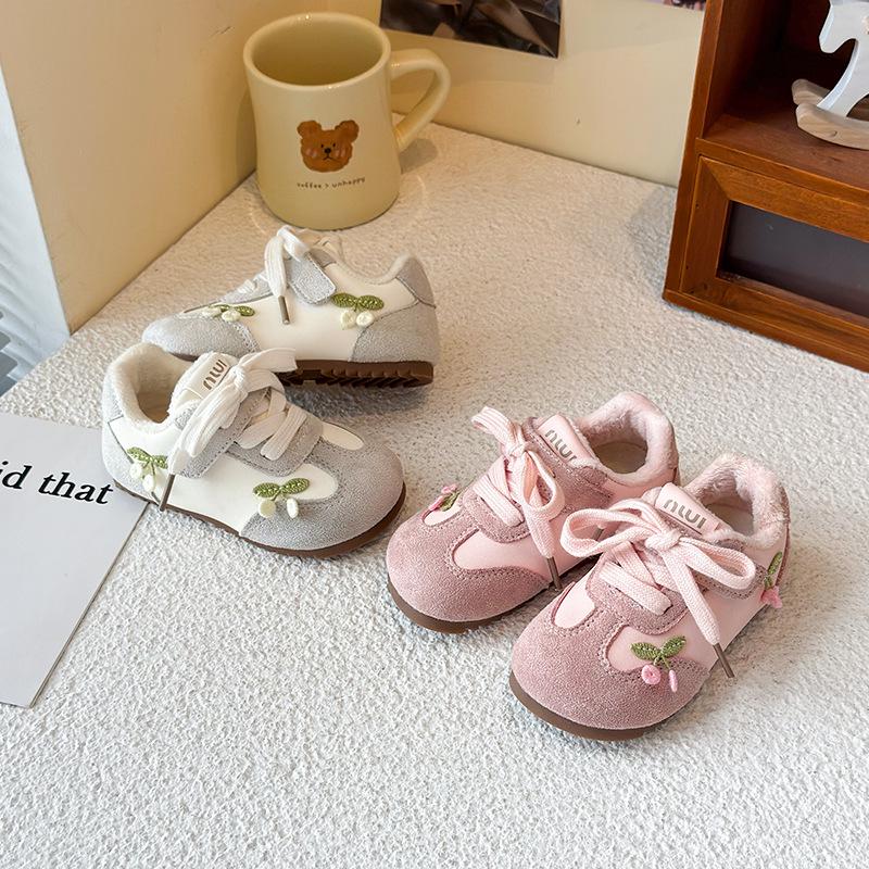 Girls' Princess Velvet Sneakers - New 2025 Autumn/Winter Toddler & Children's Casual Board Shoes