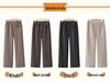 Middle-aged Women's High Waist Velvet-Lined Straight-Leg Warm Wool Pants