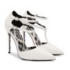 European New Leopard Print Pointed Toe Hollow Thin Super High Heel Buckle Strap Sandals Large Size Fashion Catwalk Women Dress Shoes WZ-18091-52