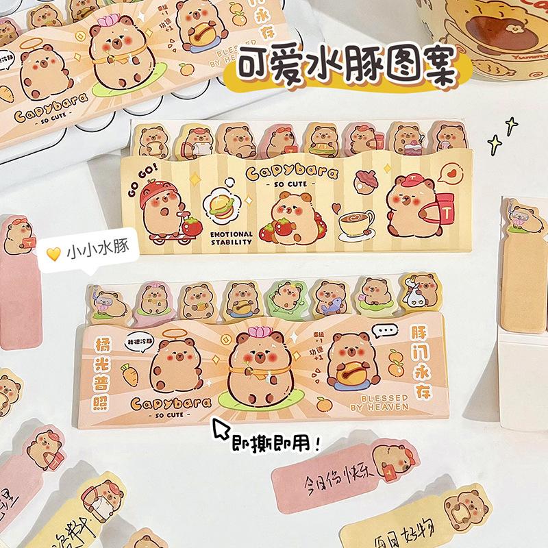 Kapibara Notes Cute Rows and N Times Gift Sticky Cartoon Capybara Index Message Memo Pad Kawai Stationery Office School Supplies