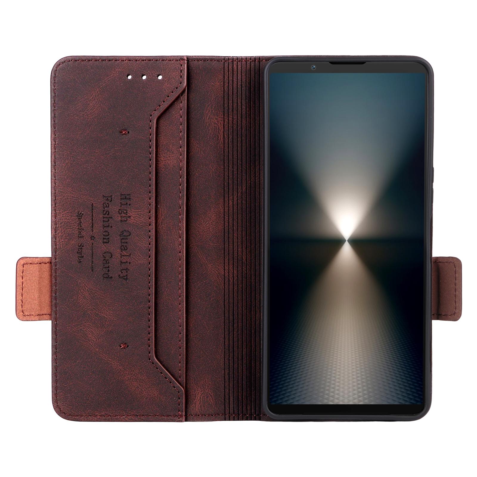 

For Sony Xperia 1 VII Case Leather Wallet Flip Phone Cover with Hardware Decor Rose