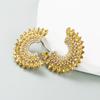 Hoop Half Earring Geometric Women Round Alloy Full Crystal Temperament High Quality Earrings