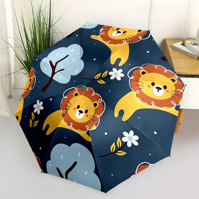 1pc Lion Pattern Automatic Folding Umbrella - Portable Collapsible 8-Rib Umbrella for All Seasons yy251119158