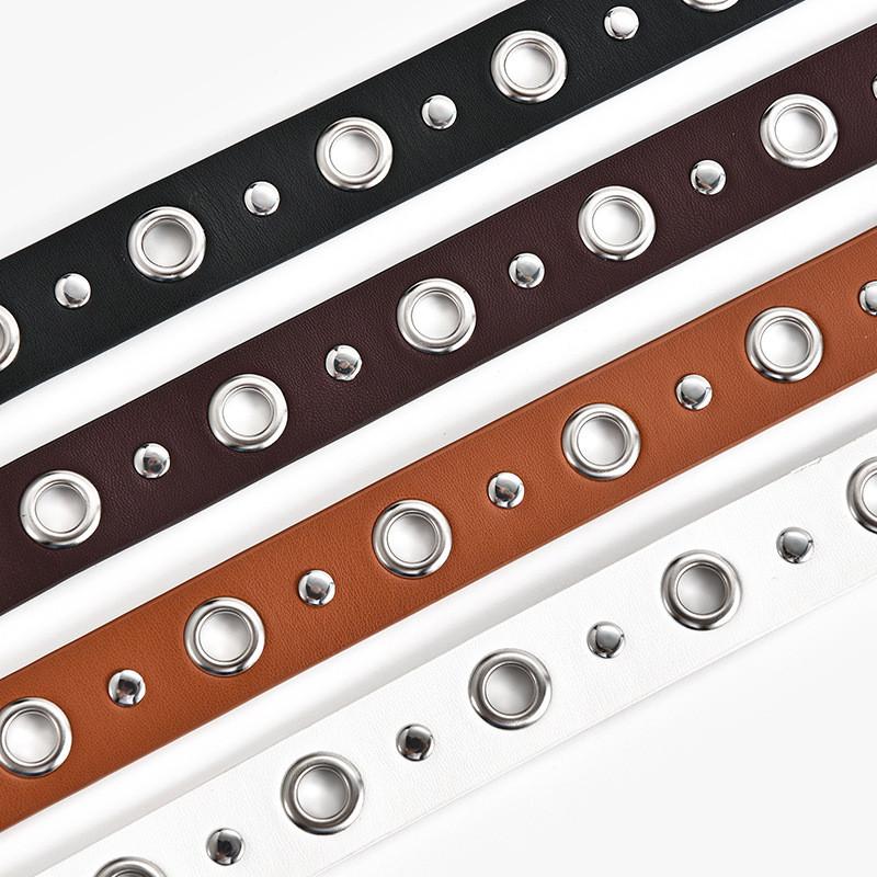 Stylish New Punk Womens Casual Eyelet Buckle Decorative Belt With Rivets And Cutouts
