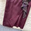 Chic French Style Evening Party Dress for Ladies V Neck Long Sleeves 3D Floral Mesh Sequins Satin Splice Senior Dresses