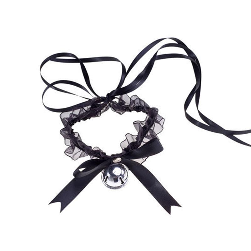 Adjustable Lace Choker with Bell Sweet Cute Gothic Choker Necklaces Collar Women Detachable Cosplay Party Jewelry