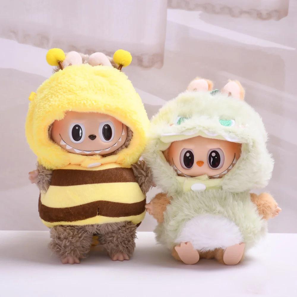 Puppenkleidung für 15-17cm Labubu Anhänger Sitzendes Baby Biene Dinosaurier Hai Labubu Puppen Zubehör Niedliche Dekoration Kleine Kleidung