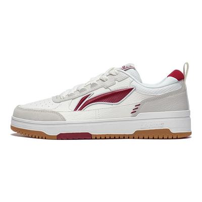 Li Ning Tian Ji 2.0 Synthetisch Leer Antislip Slijtvast Laag Model Skateschoenen Heren Sneakers Wit Grijs Rood AGCT211-6