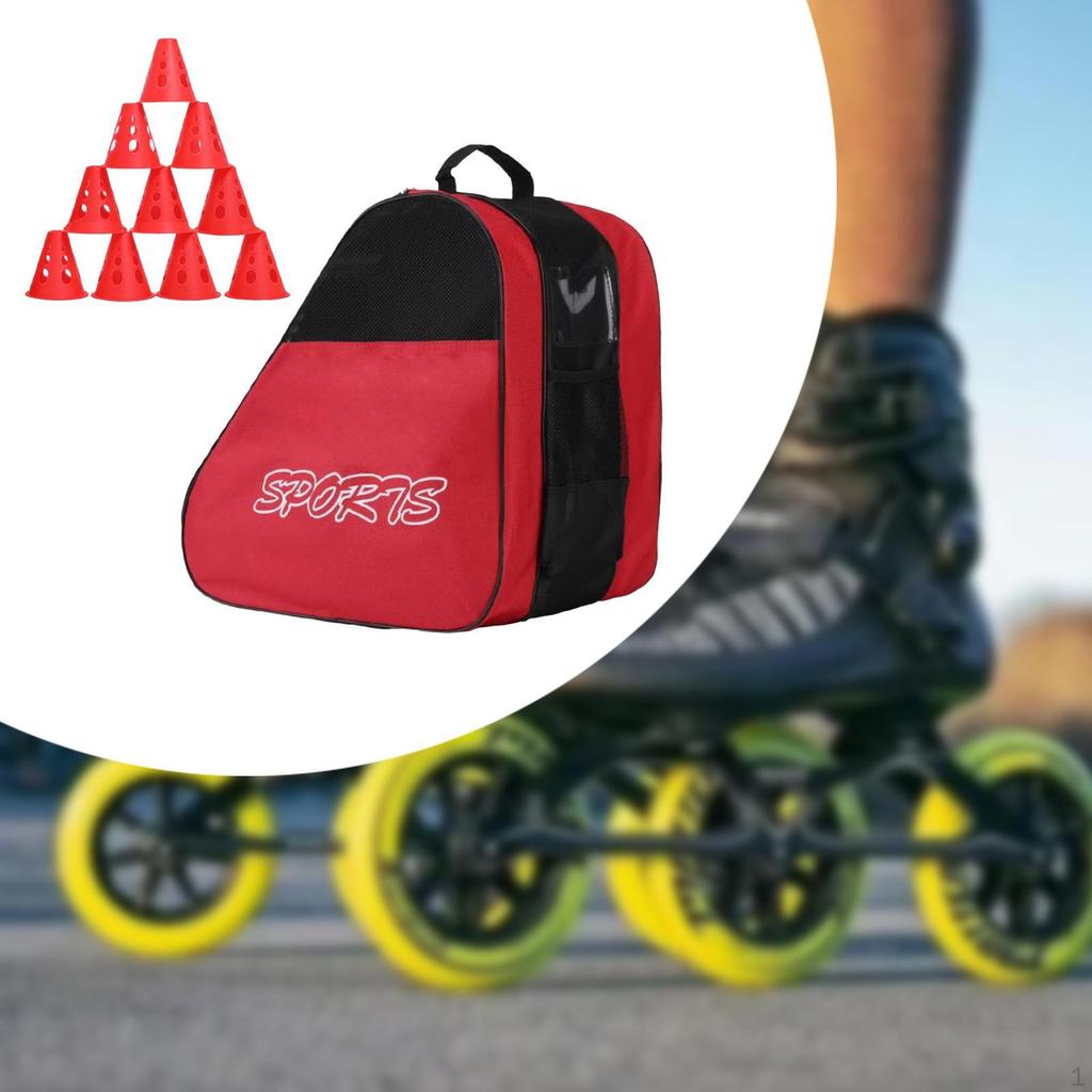 Ice Hockey Skate Storage Bag with 10 Training Cones for Outdoor Use And Oxford