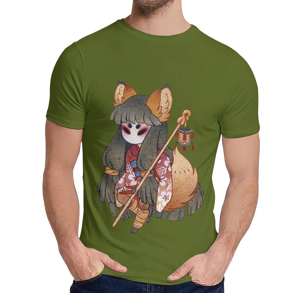 Summer Man T Shirt Mysterious Girl Kitsune Good Cotton Round Collar Cartoon Design T