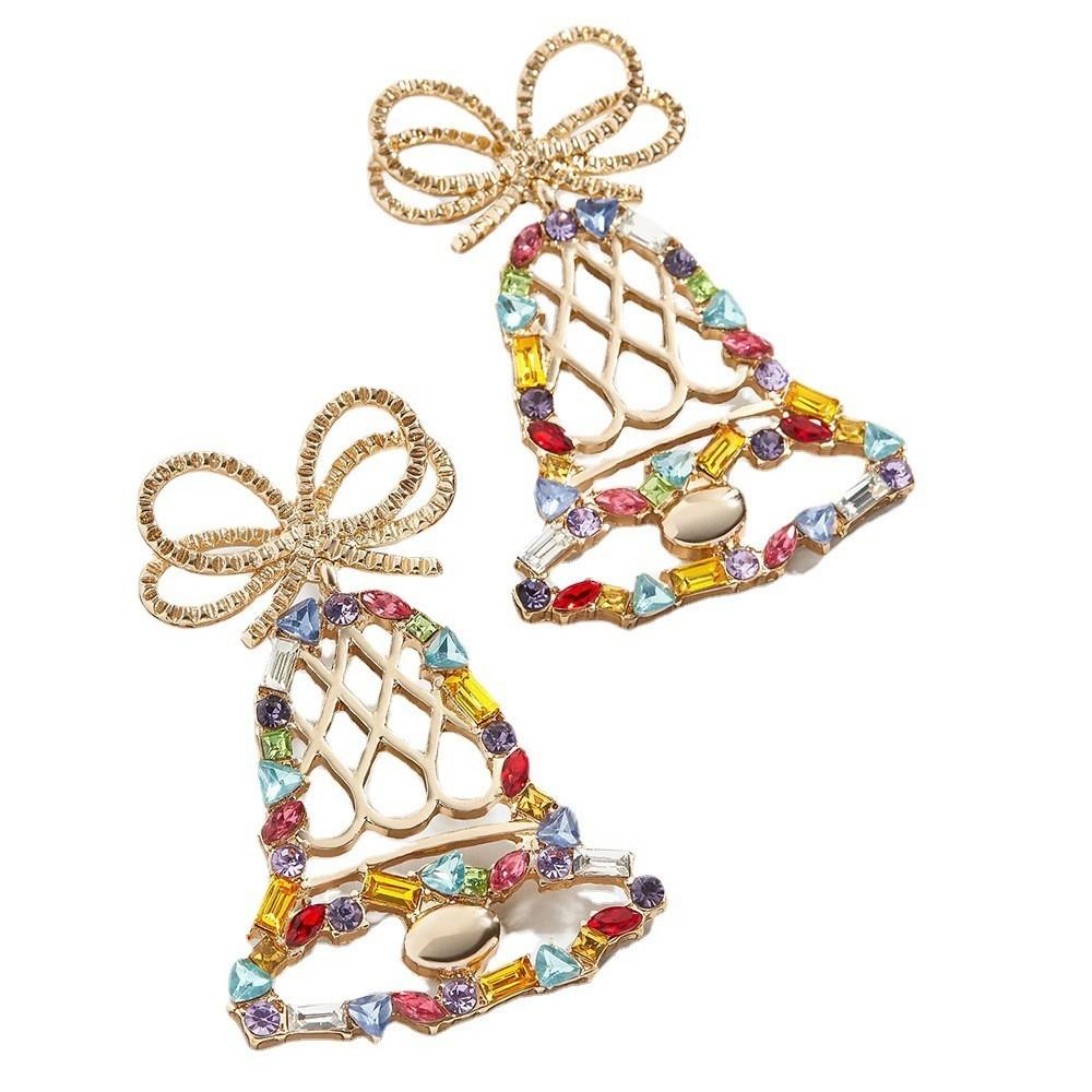 Crystal Trendy Geometric Bell Earrings Alloy Material For Fashionable Women