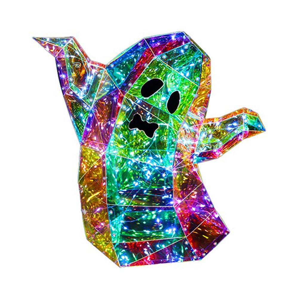 Halloween Ghost Colorful Light Prismatic Iridescent Spooky Ghost Funny Colorful Ghosts Face LED Light Home Party Decoration