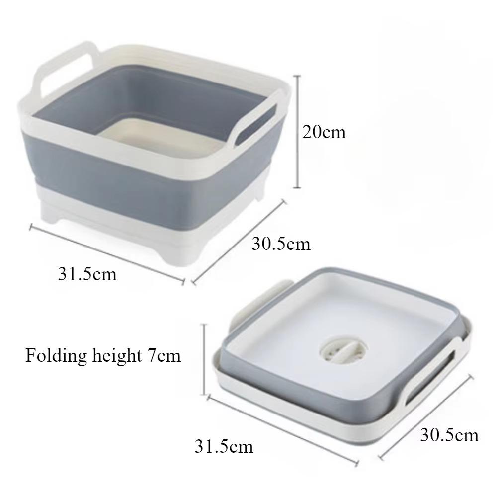 Square Vegetable Washing Basin Kitchen Sink Storage Basket Portable Practical Folding Basket Large Capacity Household Baskets