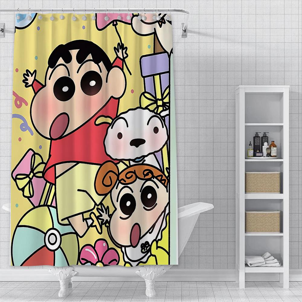 Shower Crayons Shinchans Curtain Waterproof Polyester Fabric Paint Colorful Bath Curtains Home Bathroom Decor Curtain With Hook