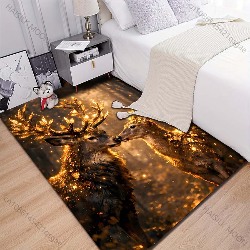 New Product Glowing Deer In Forest  Carpet for Living Room Bedroom Bedside Floor Mat Cloakroom Children Playing Mat Area Rug