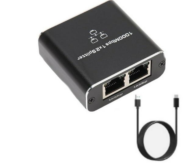 Gigabit RJ45 Network Splitter: 1-to-2 Connector for One-in-Two-out Network