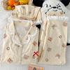 Butter Bear Wind Sweet Imitation Cotton Edge Pajamas Women's Short-sleeved Casual Three-piece Loungewear