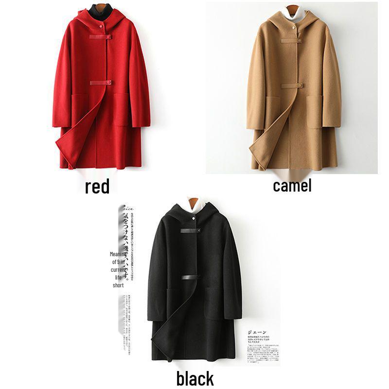 Dámský vlněný kabát volného střihu s kapucí a velkými kapsami, trendy pro rok 2023
