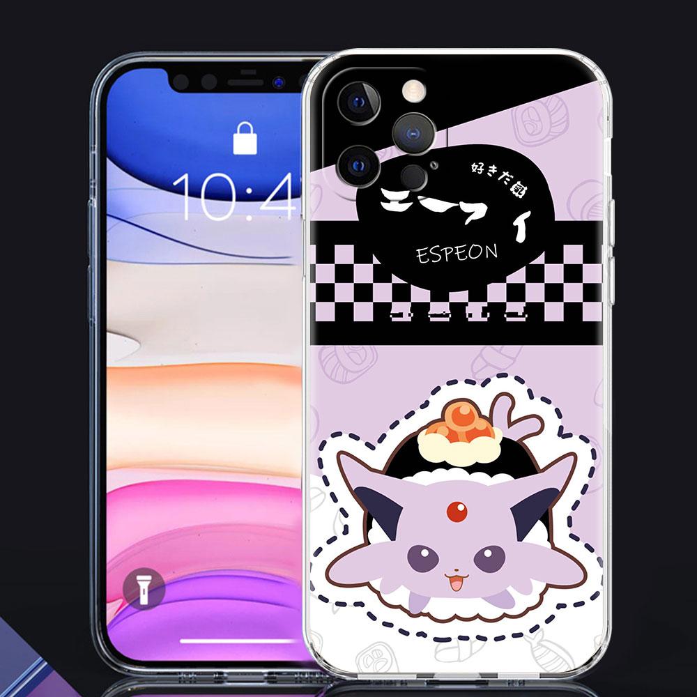Custodia in TPU Per Apple iPhone 13 Pro Max 11 12 Mini X XS XR SE 2020 2022 7 8 Plus 6 6S Trasparente Morbida Copertura Telefono Cartone Animato Pokemon Sushi