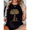 European Size Women'S Autism Awareness Support T-Shirt - Colorful Puzzle Tree Design with&Symbol,Relaxed Fit Short Sleeve Round Neck Top,Casual Shirt
