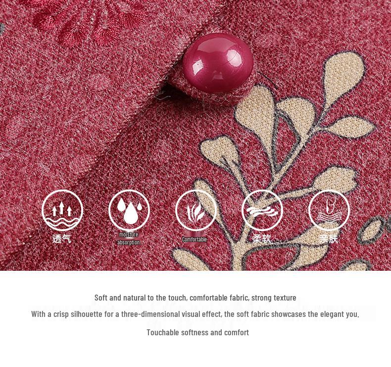 Elderly Women's Spring Coat, New Style for 60-70-Year-Olds, Stand-Up Collar, Long-Sleeve Top for Grandma