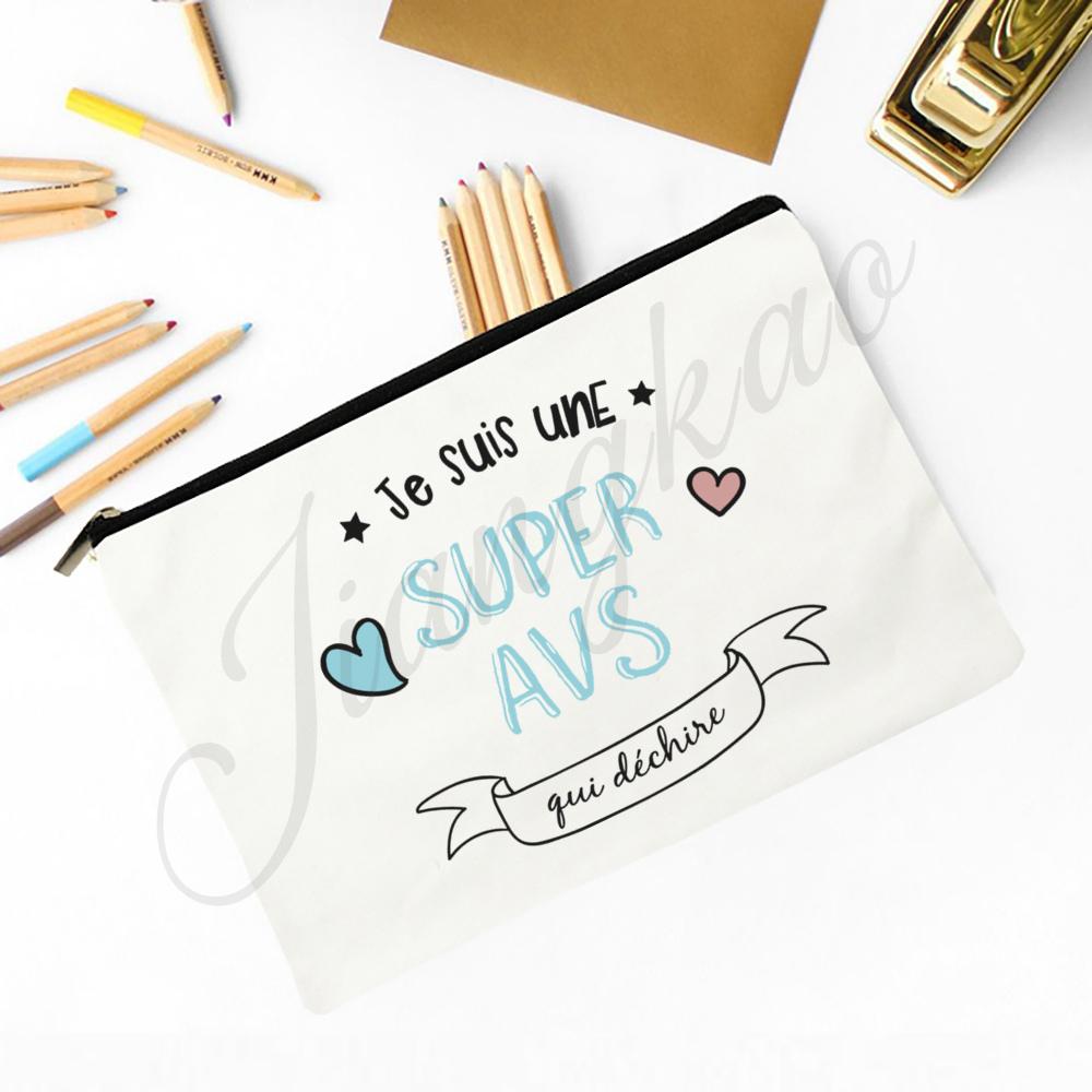 French Printed Makeup Bag Travel Neceser Travel Toiletry Organizer School Pencil Bags Graduate Gift for Maitresse Atsem Aesh Avs