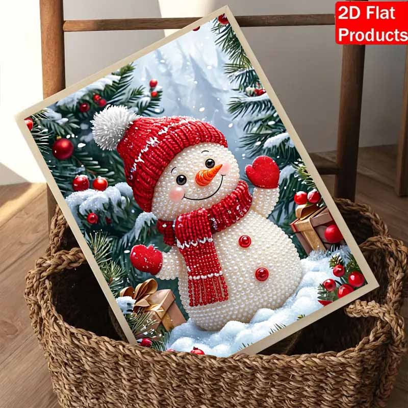 Pearl Painting DIY Kit Christmas Snowman Frameless Handmade Bead Canvas Art Creative Leisure Craft for Bedroom Living Room Decor