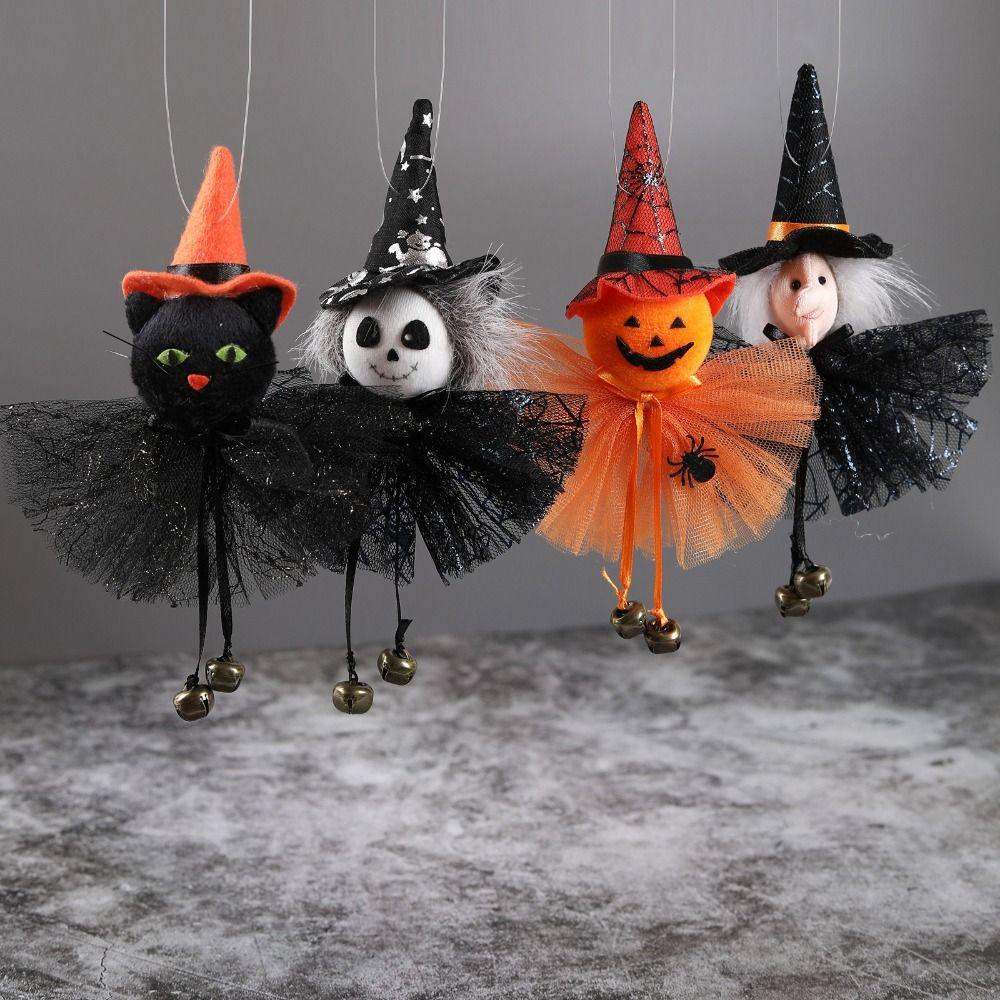 

Black Cat Ghost Witch Pumpkin Ornaments Realistic Halloween Hanging Decorations Garden