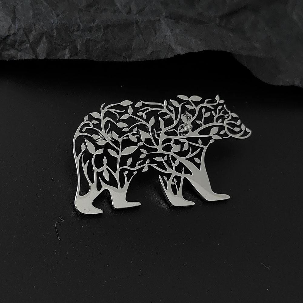 Punk Style Stainless Steel Brooch Plated Corsage Pin Trendy Polar Bear Brooch  Clothes Accessories