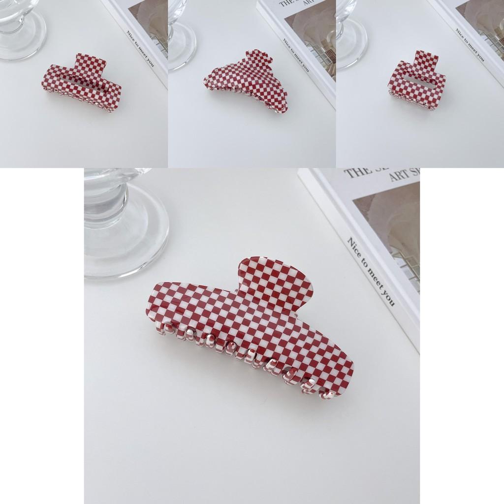 Vintage Plaid Series Red And White Hair Clamps For Women Handmade Pvc Fashion Accessories